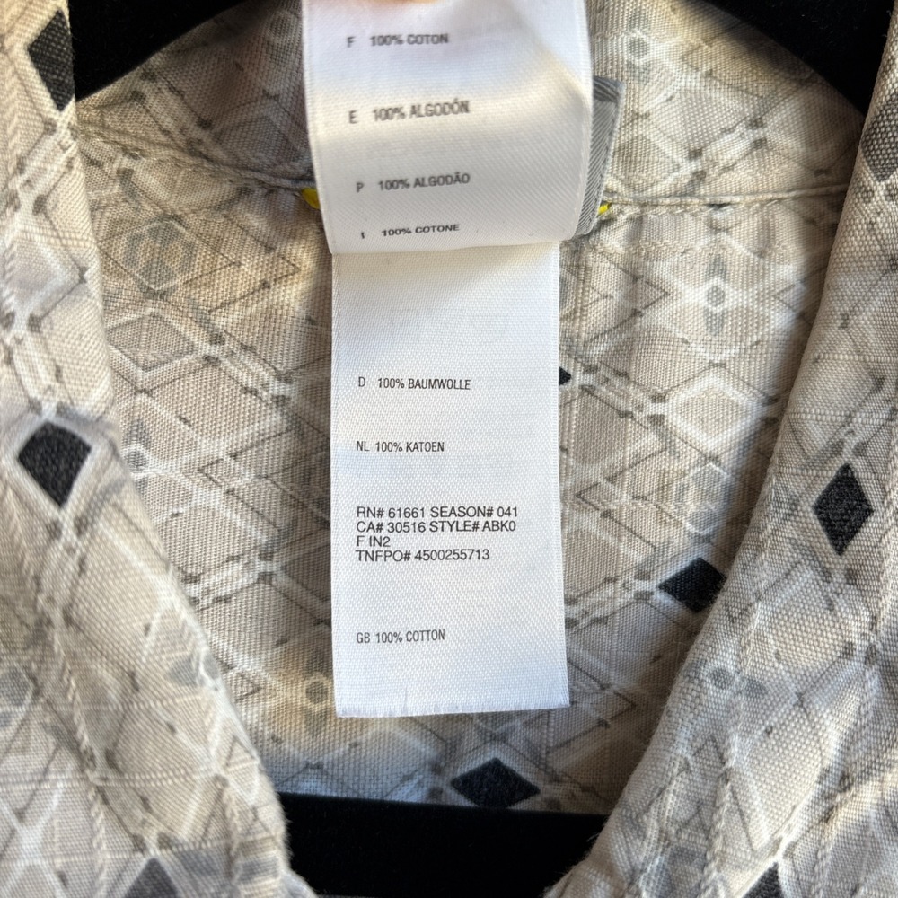 The North Face Mens L Cotton Shirt Short Sleeve Grey Diamond Boho A5 Series - Picture 5 of 7
